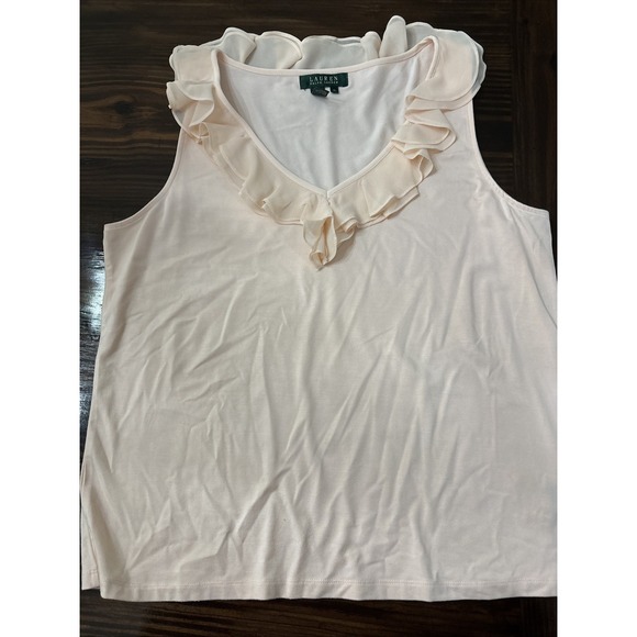 Lauren Ralph Lauren Tops - Ralph Lauren Shirt Blouse Top Womens Pink V-Neck Sleeveless Cotton Size XL